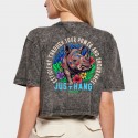Black washed training crop T-shirt oversize RHINO | JUSTHANG